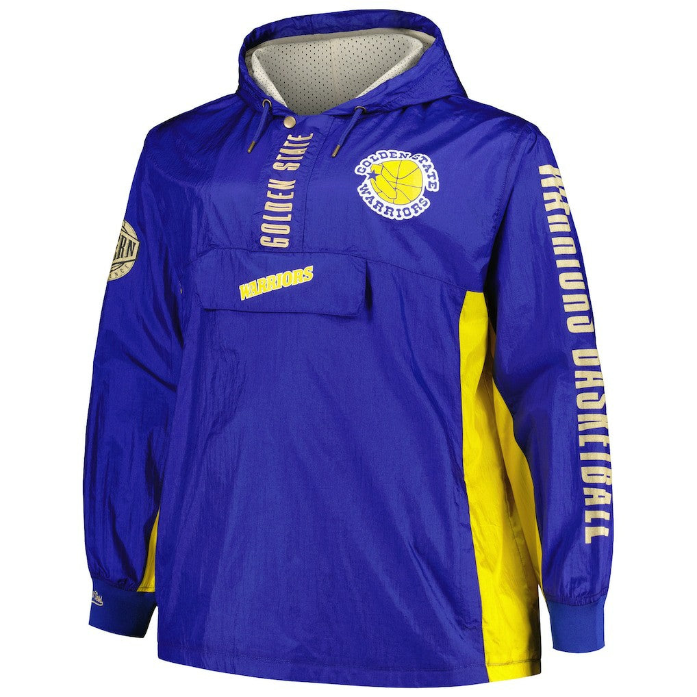 Golden State Warriors Big & Tall Hardwood Classics Team OG 2.0 Anorak Hoodie Quarter-Zip Windbreaker Jacket Royal - NBA