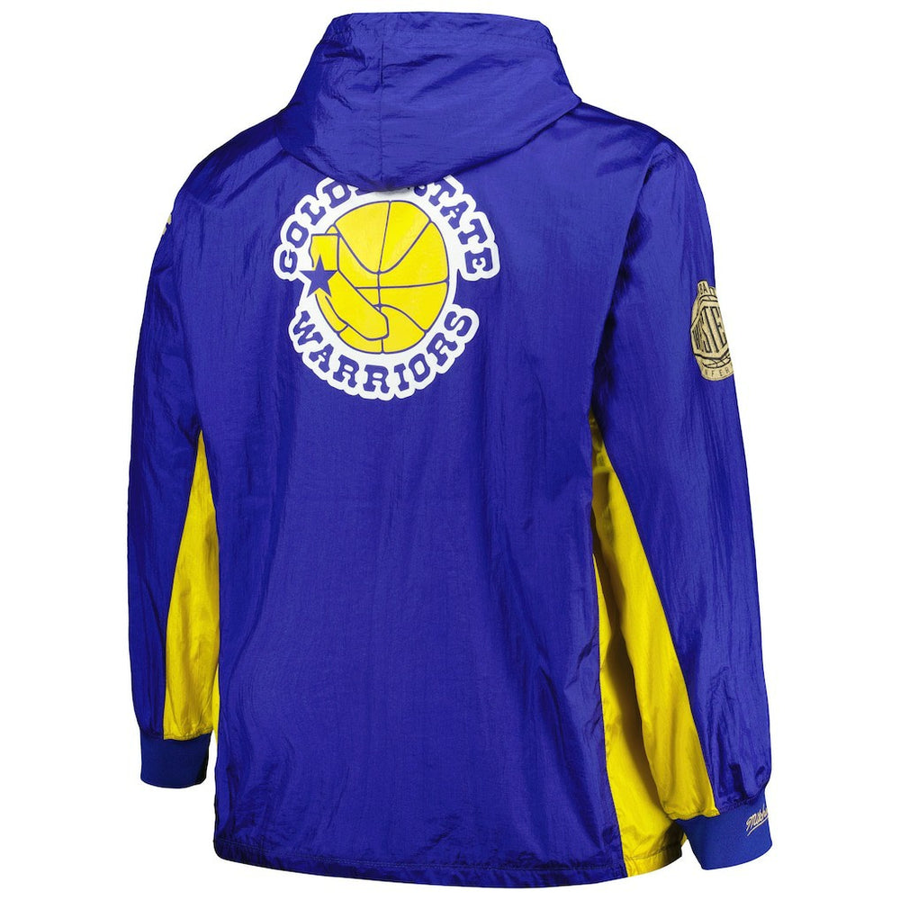 Golden State Warriors Big & Tall Hardwood Classics Team OG 2.0 Anorak Hoodie Quarter-Zip Windbreaker Jacket Royal - NBA