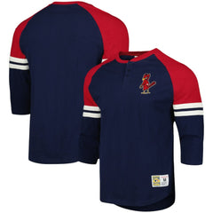 St. Louis Cardinals Mitchell & Ness Cooperstown Collection Legendary Raglan Slub Henley Three-Quarter Sleeve T-Shirt - MLB
