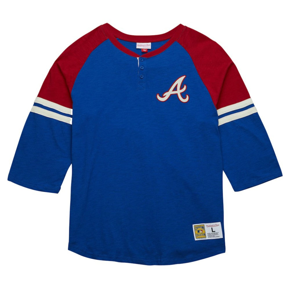 Atlanta Braves Mitchell & Ness Cooperstown Collection Legendary Raglan Slub Henley 3/4-Sleeve T-Shirt - MLB