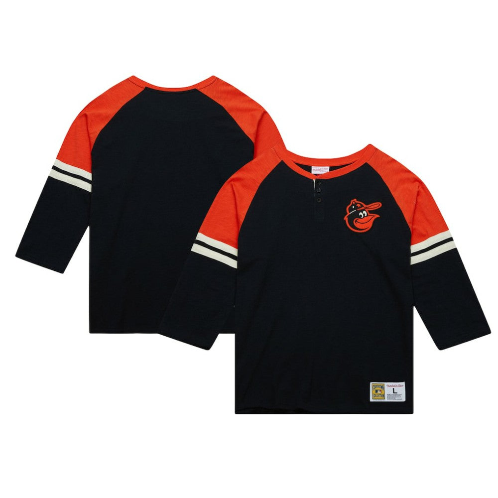 Baltimore Orioles Mitchell & Ness Cooperstown Collection Legendary Raglan Slub Henley 3/4-Sleeve T-Shirt - MLB