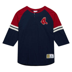 Boston Red Sox Mitchell & Ness Cooperstown Collection Legendary Raglan Slub Henley 3/4-Sleeve T-Shirt - MLB