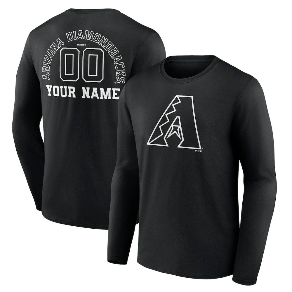 Arizona Diamondbacks Monochrome Personalized Name & Number Long Sleeve T-Shirt - MLB