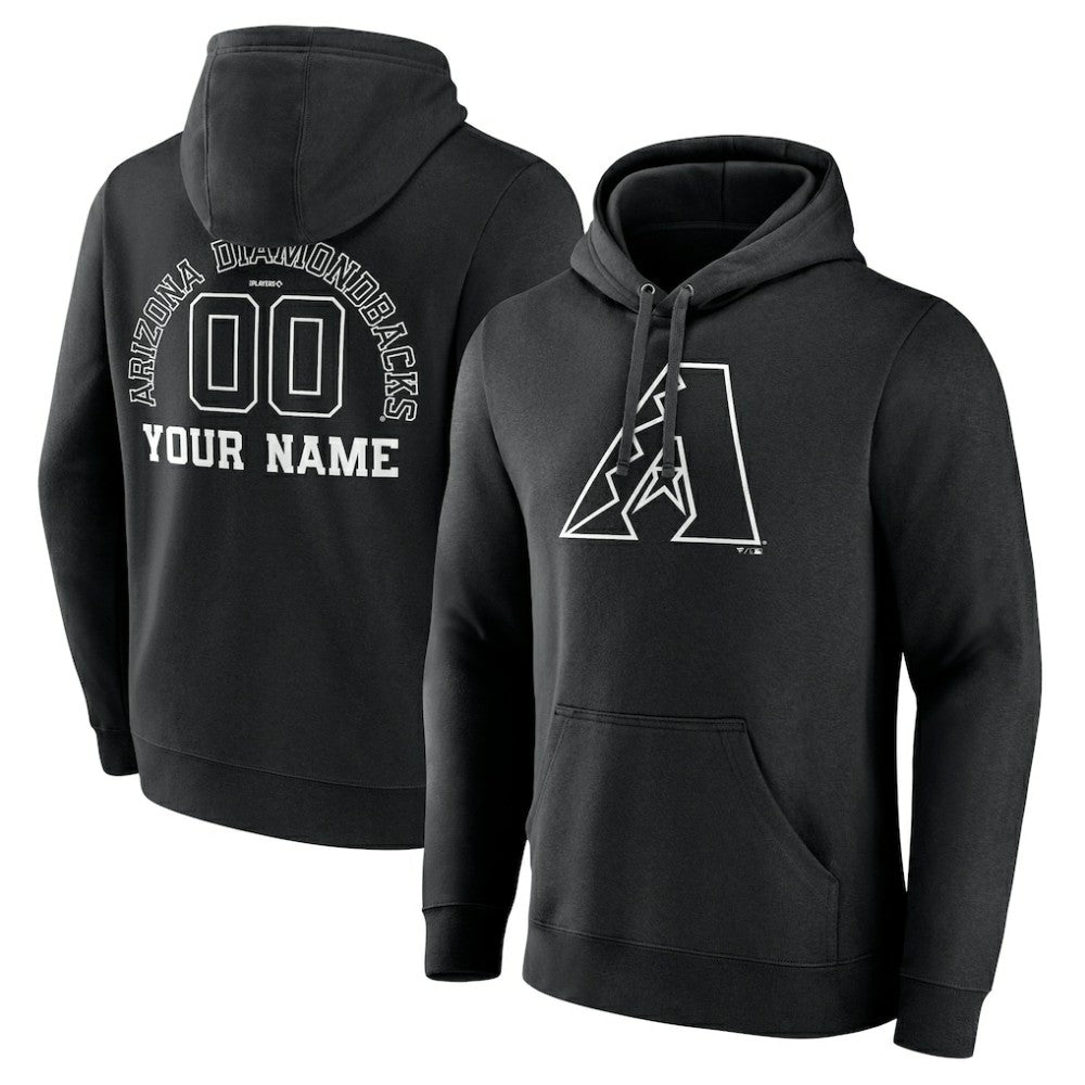 Arizona Diamondbacks Monochrome Personalized Name & Number Pullover Hoodie - MLB