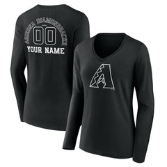 Arizona Diamondbacks Women's Monochrome Personalized Name & Number Long Sleeve V-Neck T-Shirt - MLB