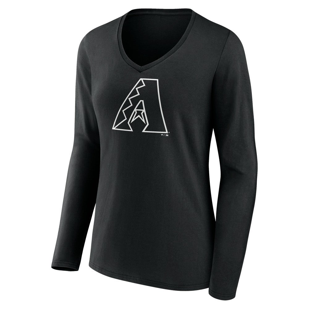 Arizona Diamondbacks Women's Monochrome Personalized Name & Number Long Sleeve V-Neck T-Shirt - MLB