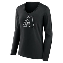 Arizona Diamondbacks Women's Monochrome Personalized Name & Number Long Sleeve V-Neck T-Shirt - MLB