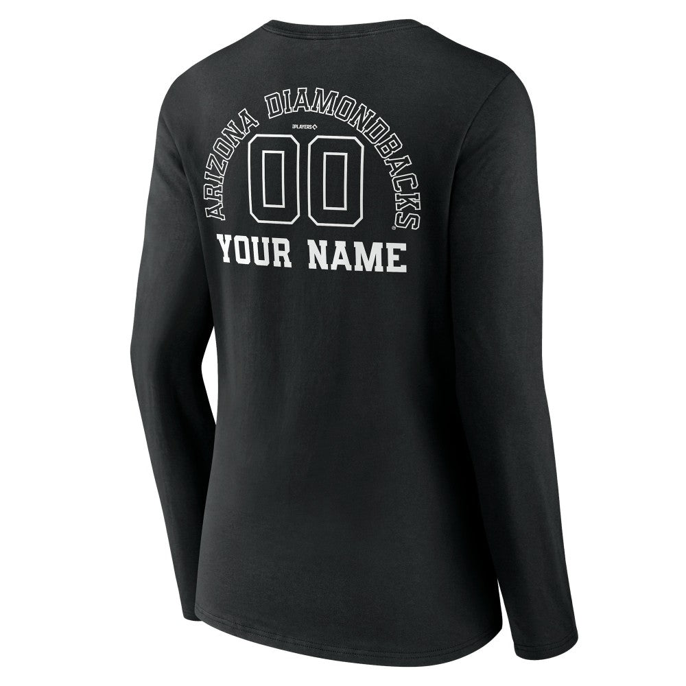 Arizona Diamondbacks Women's Monochrome Personalized Name & Number Long Sleeve V-Neck T-Shirt - MLB