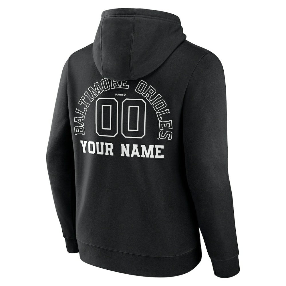 Baltimore Orioles Monochrome Personalized Name & Number Pullover Hoodie - MLB