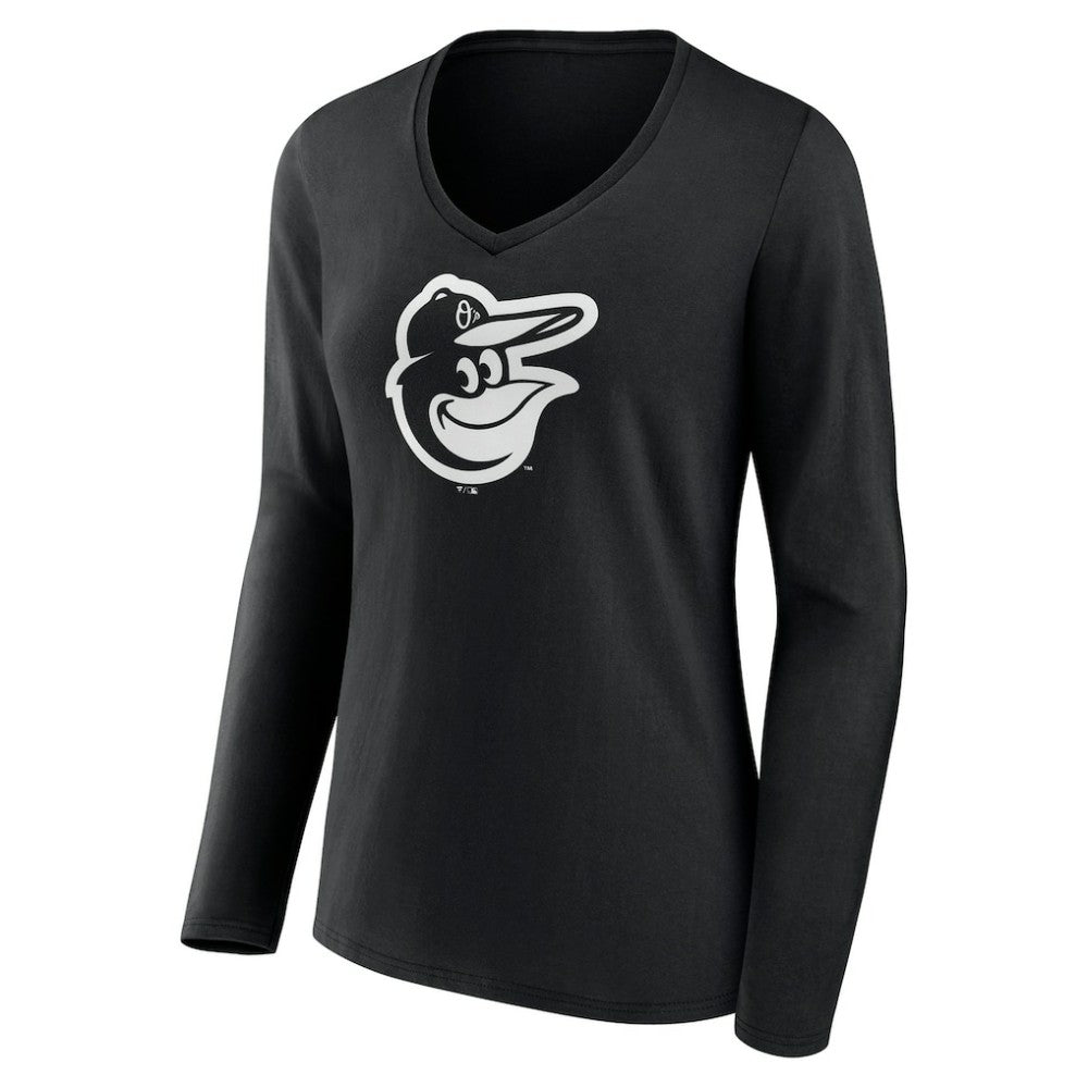 Baltimore Orioles Women's Monochrome Personalized Name & Number Long Sleeve V-Neck T-Shirt - MLB