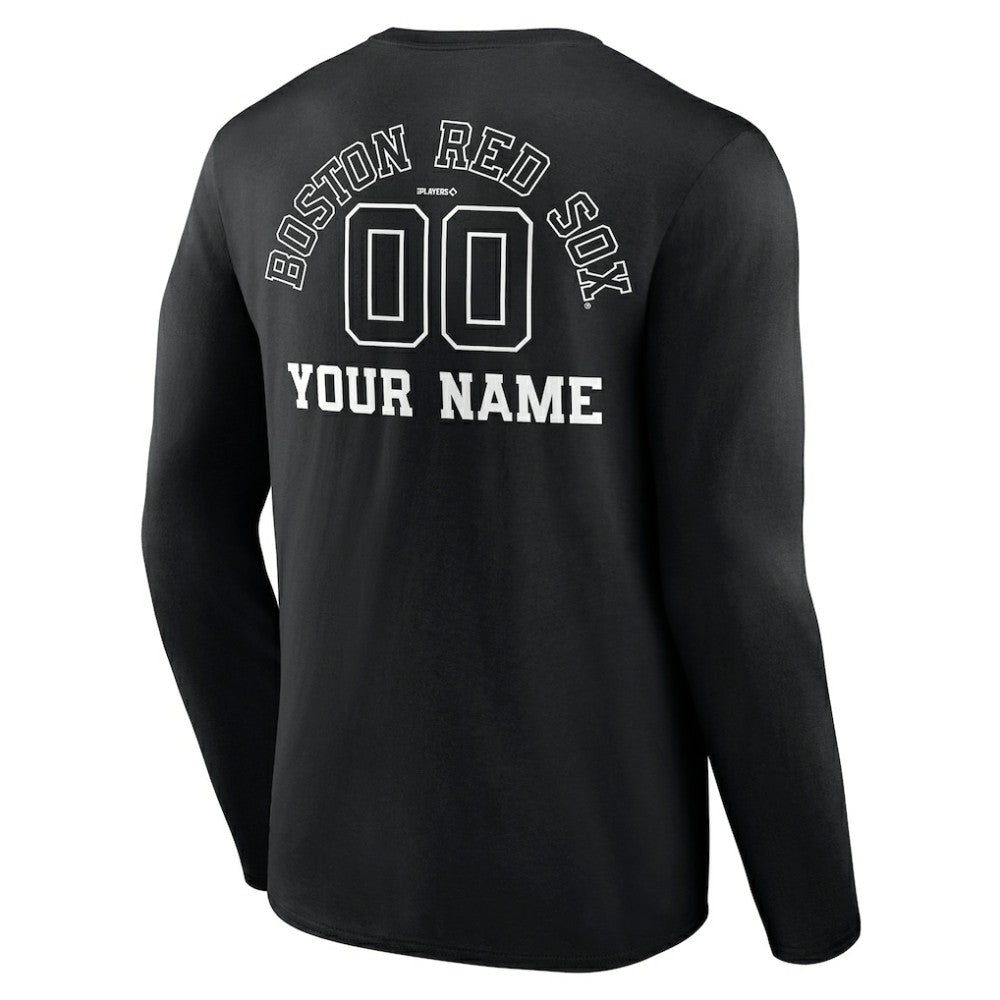 Boston Red Sox Monochrome Personalized Name & Number Long Sleeve T-Shirt - MLB