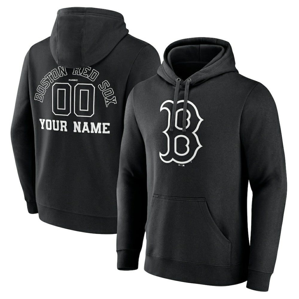 Boston Red Sox Monochrome Personalized Name & Number Pullover Hoodie - MLB