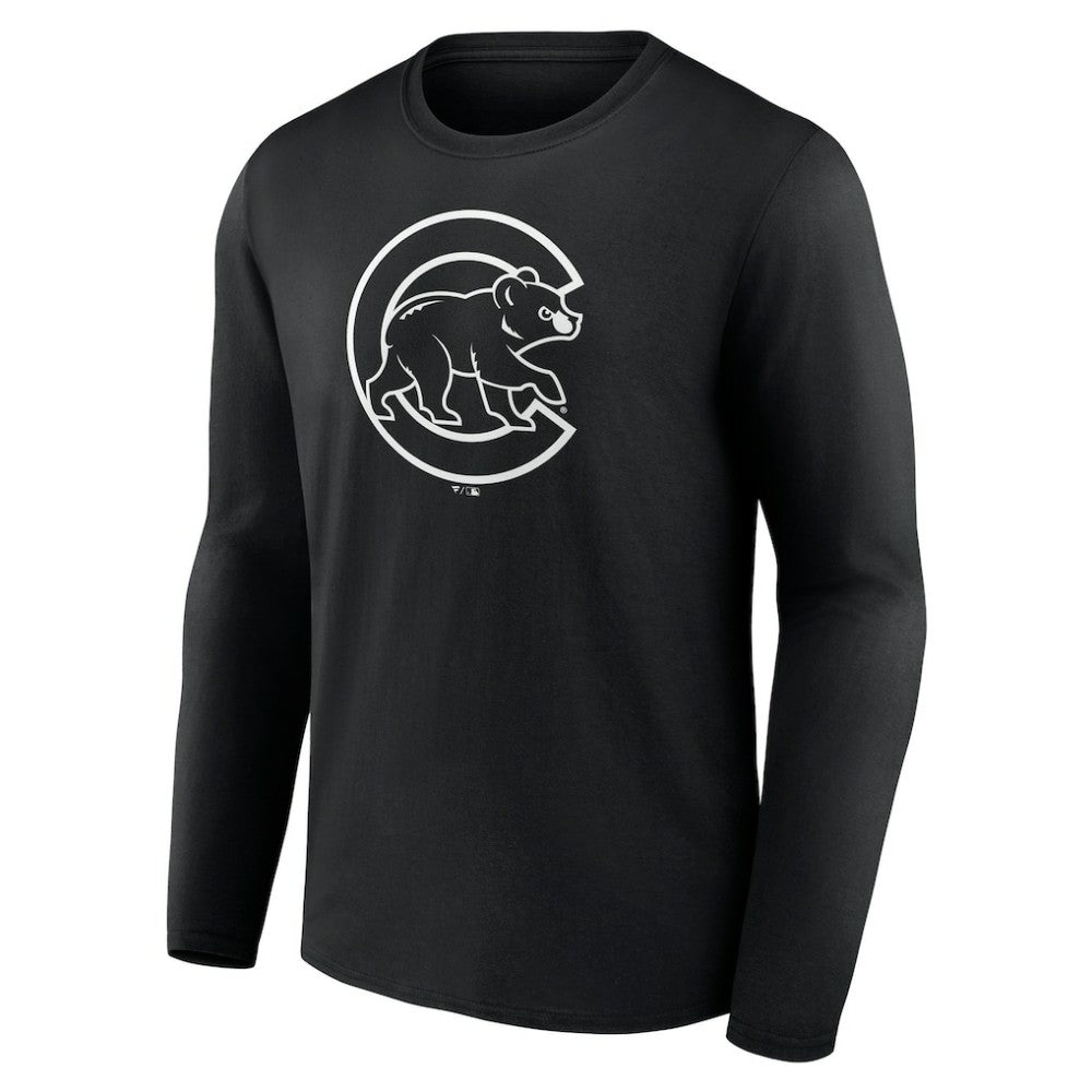 Chicago Cubs Monochrome Personalized Name & Number Long Sleeve T-Shirt - MLB