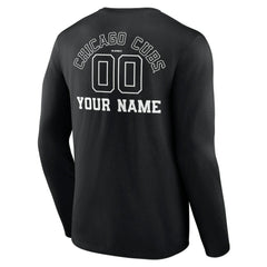 Chicago Cubs Monochrome Personalized Name & Number Long Sleeve T-Shirt - MLB