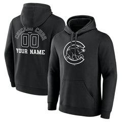 Chicago Cubs Monochrome Personalized Name & Number Pullover Hoodie - MLB