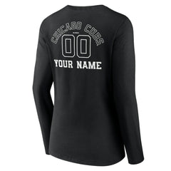Chicago Cubs Women's Monochrome Personalized Name & Number Long Sleeve V-Neck T-Shirt - MLB