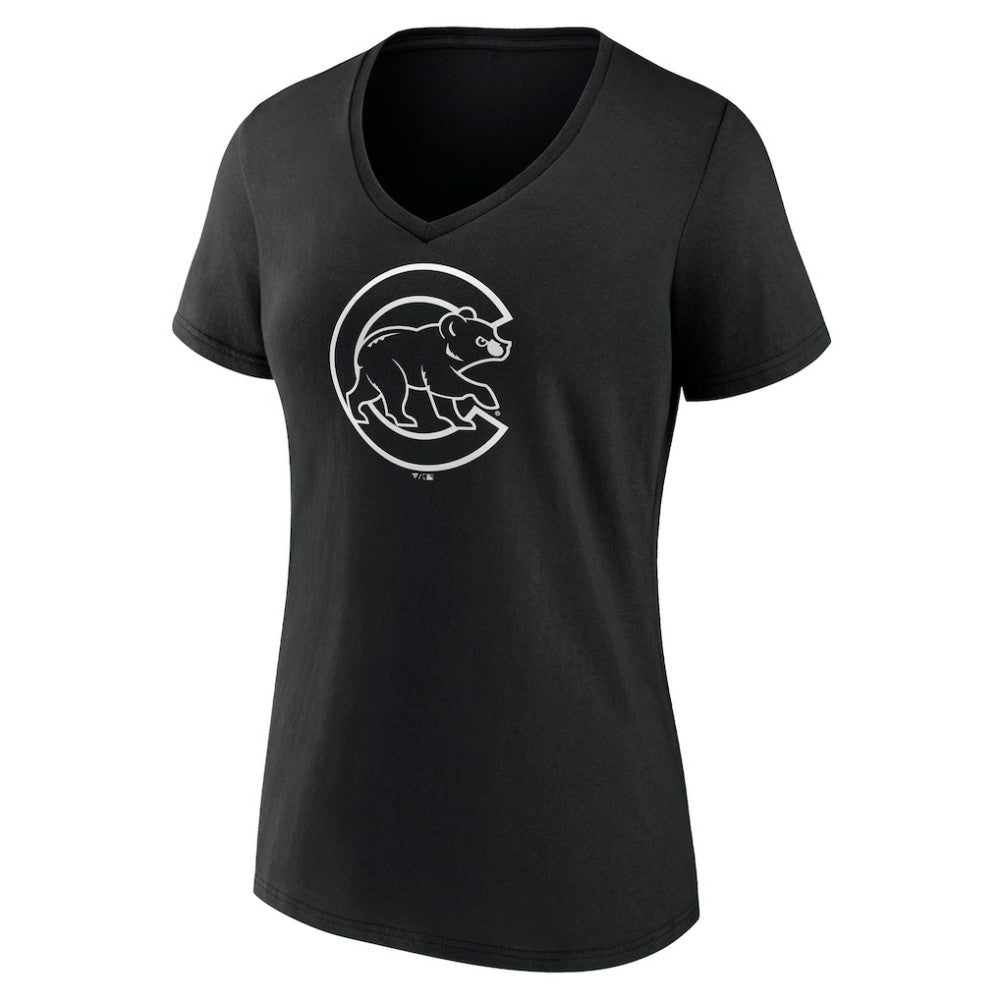 Chicago Cubs Women's Monochrome Personalized Name & Number V-Neck T-Shirt - MLB