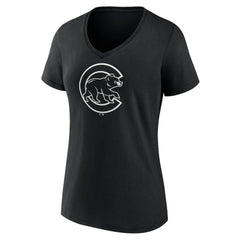 Chicago Cubs Women's Monochrome Personalized Name & Number V-Neck T-Shirt - MLB