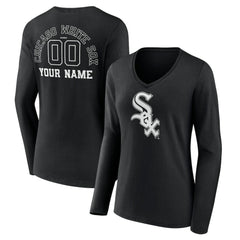 Chicago White Sox Women's Monochrome Personalized Name & Number Long Sleeve V-Neck T-Shirt - MLB
