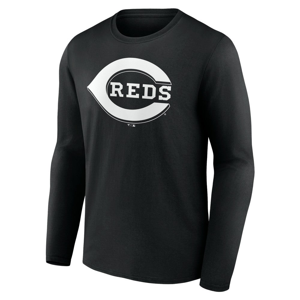 Cincinnati Reds Monochrome Personalized Name & Number Long Sleeve T-Shirt - MLB