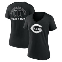 Cincinnati Reds Women's Monochrome Personalized Name & Number V-Neck T-Shirt - MLB