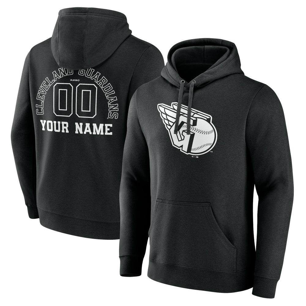 Cleveland Guardians Monochrome Personalized Name & Number Pullover Hoodie - MLB