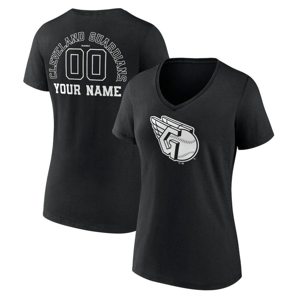 Cleveland Guardians Women's Monochrome Personalized Name & Number V-Neck T-Shirt - MLB