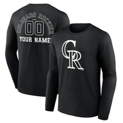 Colorado Rockies Monochrome Personalized Name & Number Long Sleeve T-Shirt - MLB