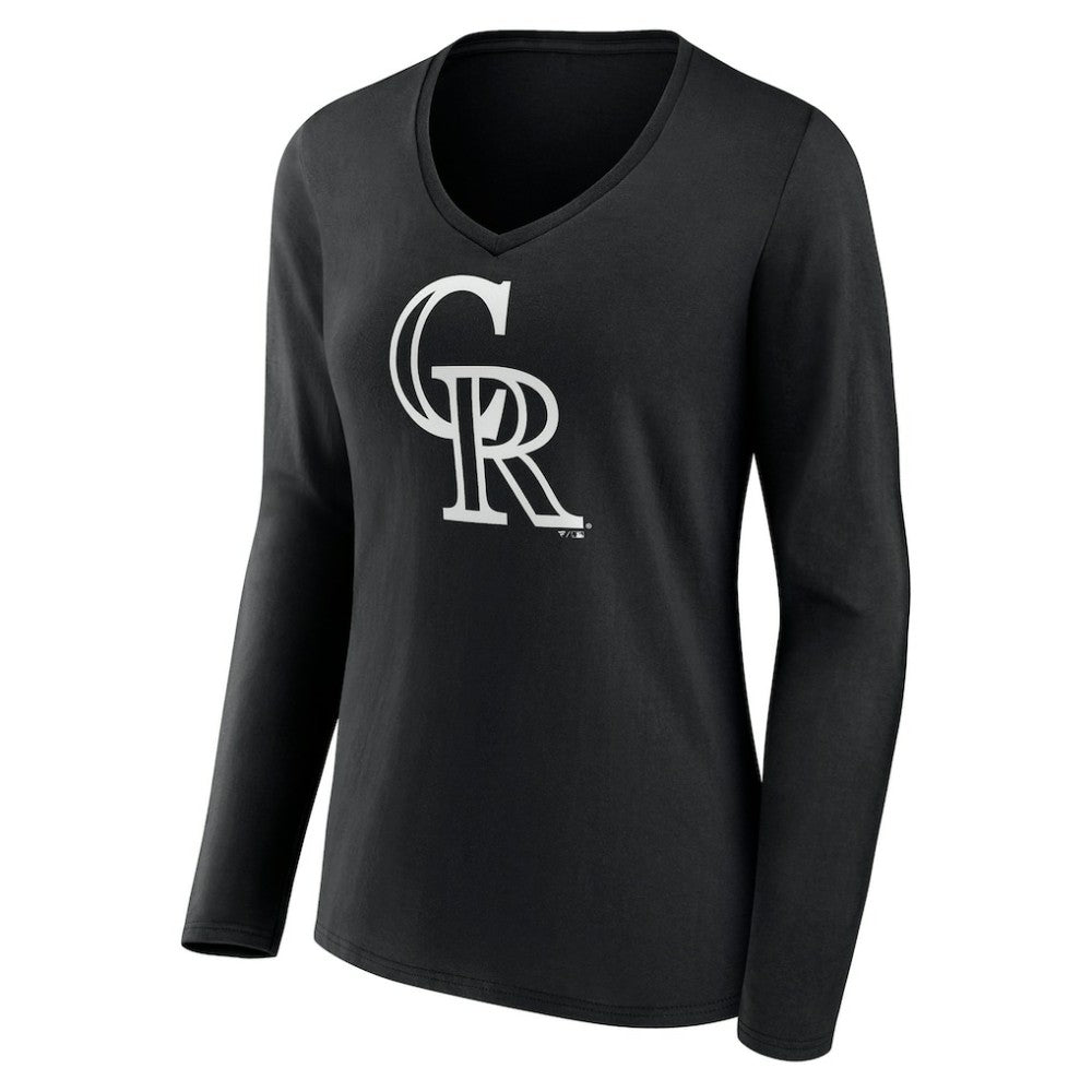 Colorado Rockies Women's Monochrome Personalized Name & Number Long Sleeve V-Neck T-Shirt - MLB