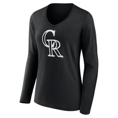 Colorado Rockies Women's Monochrome Personalized Name & Number Long Sleeve V-Neck T-Shirt - MLB