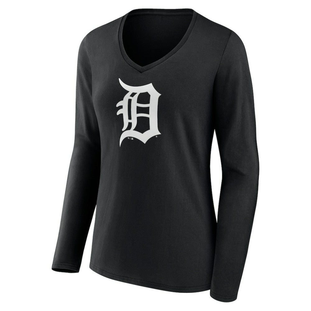 Detroit Tigers Women's Monochrome Personalized Name & Number Long Sleeve V-Neck T-Shirt - MLB