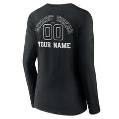 Detroit Tigers Women's Monochrome Personalized Name & Number Long Sleeve V-Neck T-Shirt - MLB