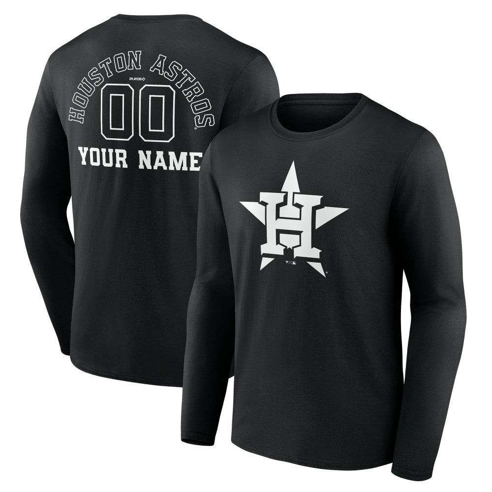 Houston Astros Monochrome Personalized Name & Number Long Sleeve T-Shirt - MLB
