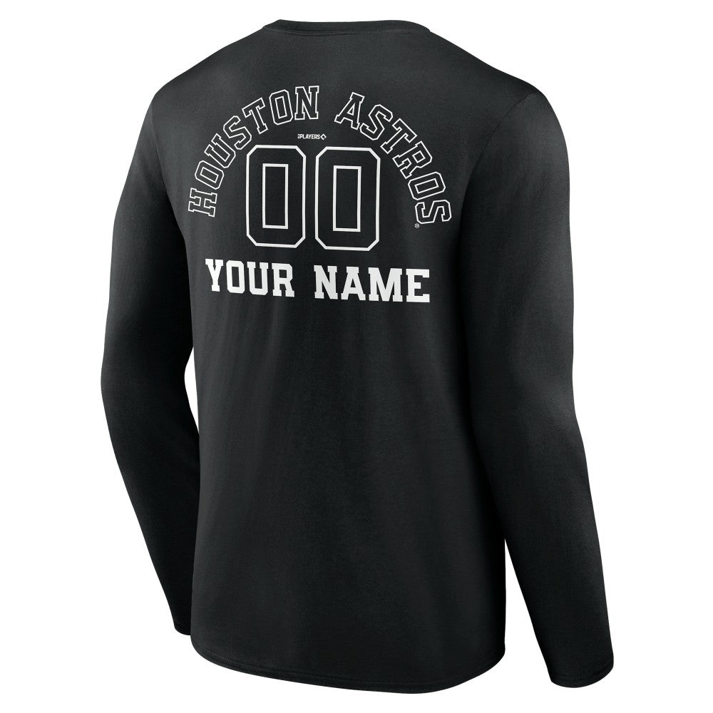 Houston Astros Monochrome Personalized Name & Number Long Sleeve T-Shirt - MLB