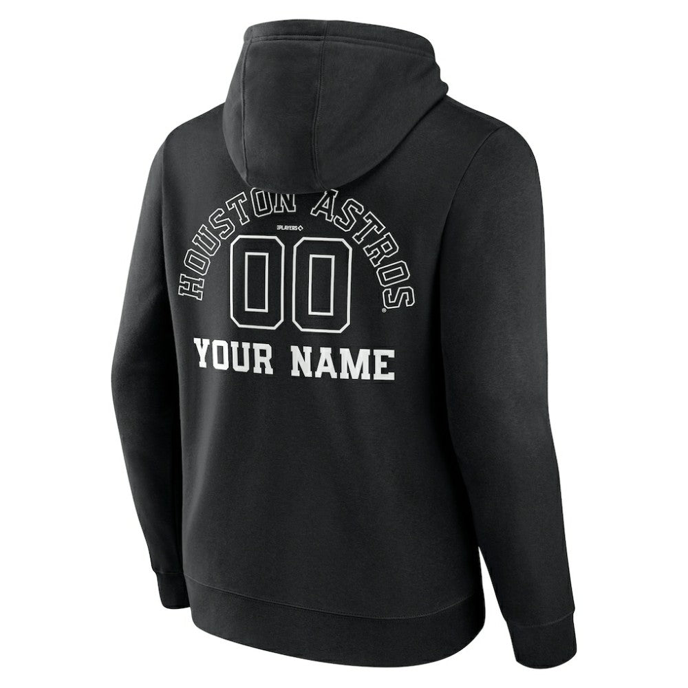 Houston Astros Monochrome Personalized Name & Number Pullover Hoodie - MLB
