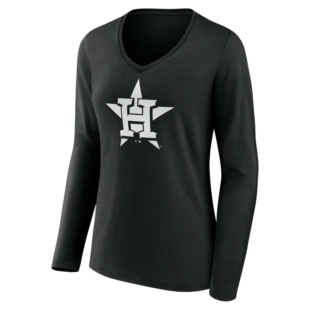 Houston Astros Women's Monochrome Personalized Name & Number Long Sleeve V-Neck T-Shirt - MLB