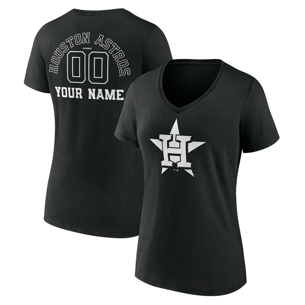 Houston Astros Women's Monochrome Personalized Name & Number V-Neck T-Shirt - MLB