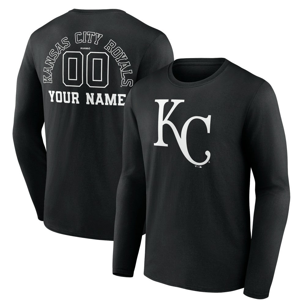 Kansas City Royals Monochrome Personalized Name & Number Long Sleeve T-Shirt - MLB