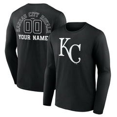 Kansas City Royals Monochrome Personalized Name & Number Long Sleeve T-Shirt - MLB
