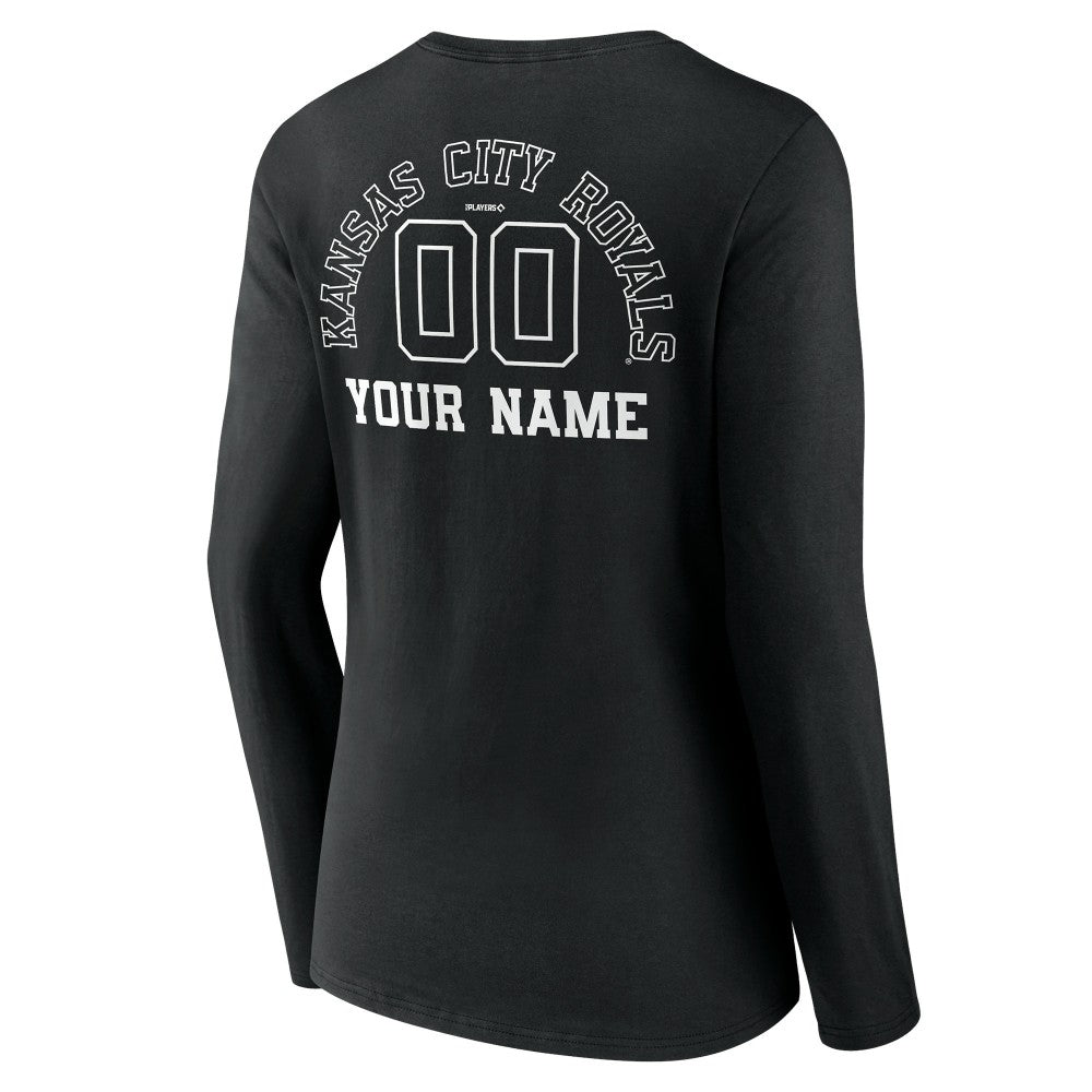 Kansas City Royals Women's Monochrome Personalized Name & Number Long Sleeve V-Neck T-Shirt - MLB