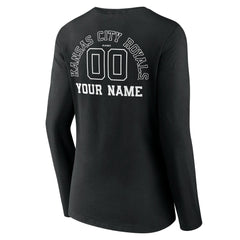 Kansas City Royals Women's Monochrome Personalized Name & Number Long Sleeve V-Neck T-Shirt - MLB