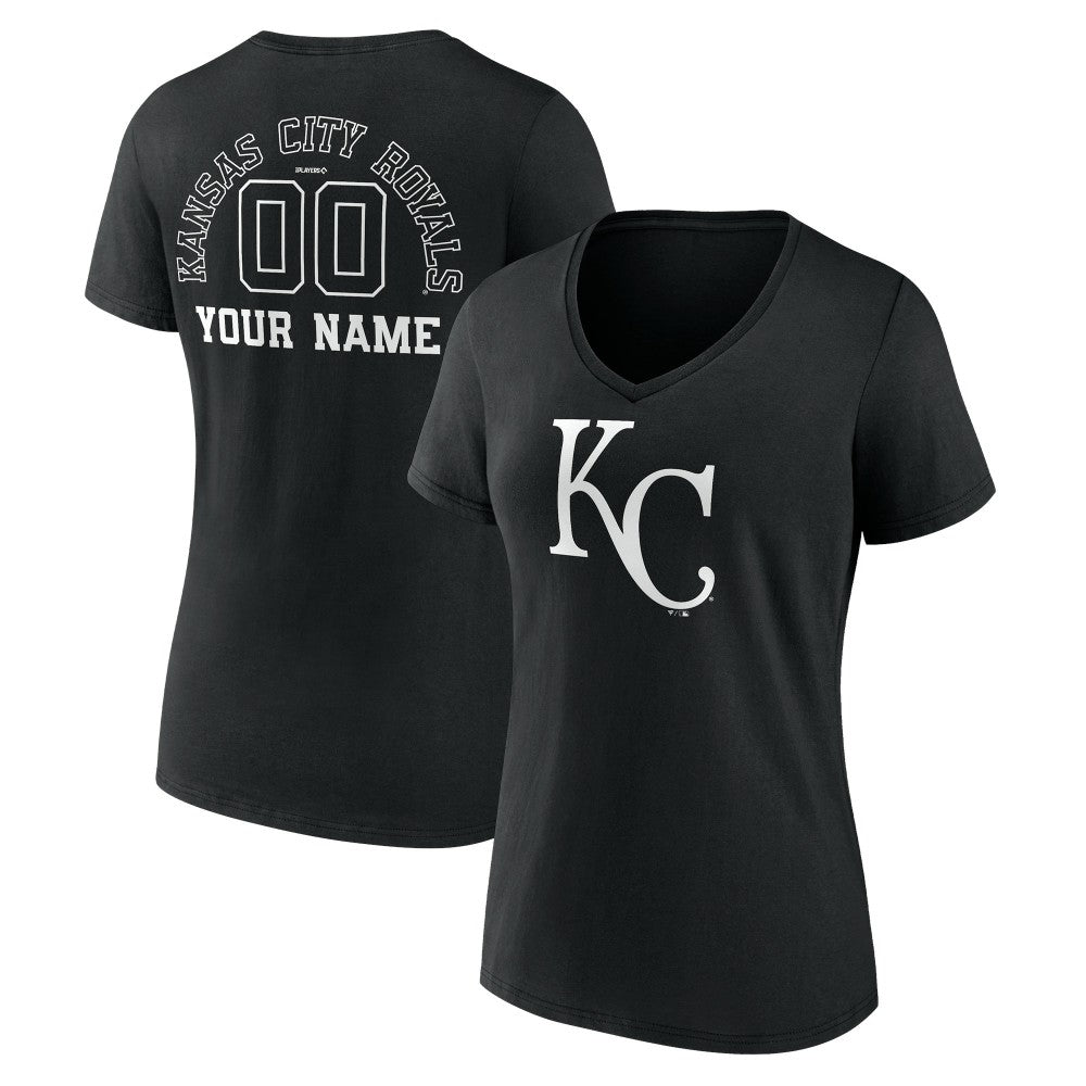 Kansas City Royals Women's Monochrome Personalized Name & Number V-Neck T-Shirt - MLB