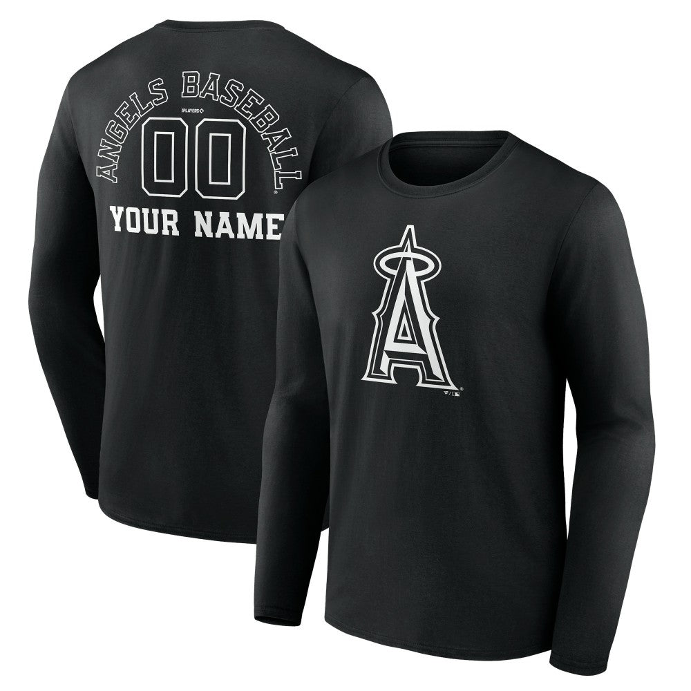 Los Angeles Angels Monochrome Personalized Name & Number Long Sleeve T-Shirt - MLB