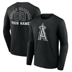 Los Angeles Angels Monochrome Personalized Name & Number Long Sleeve T-Shirt - MLB