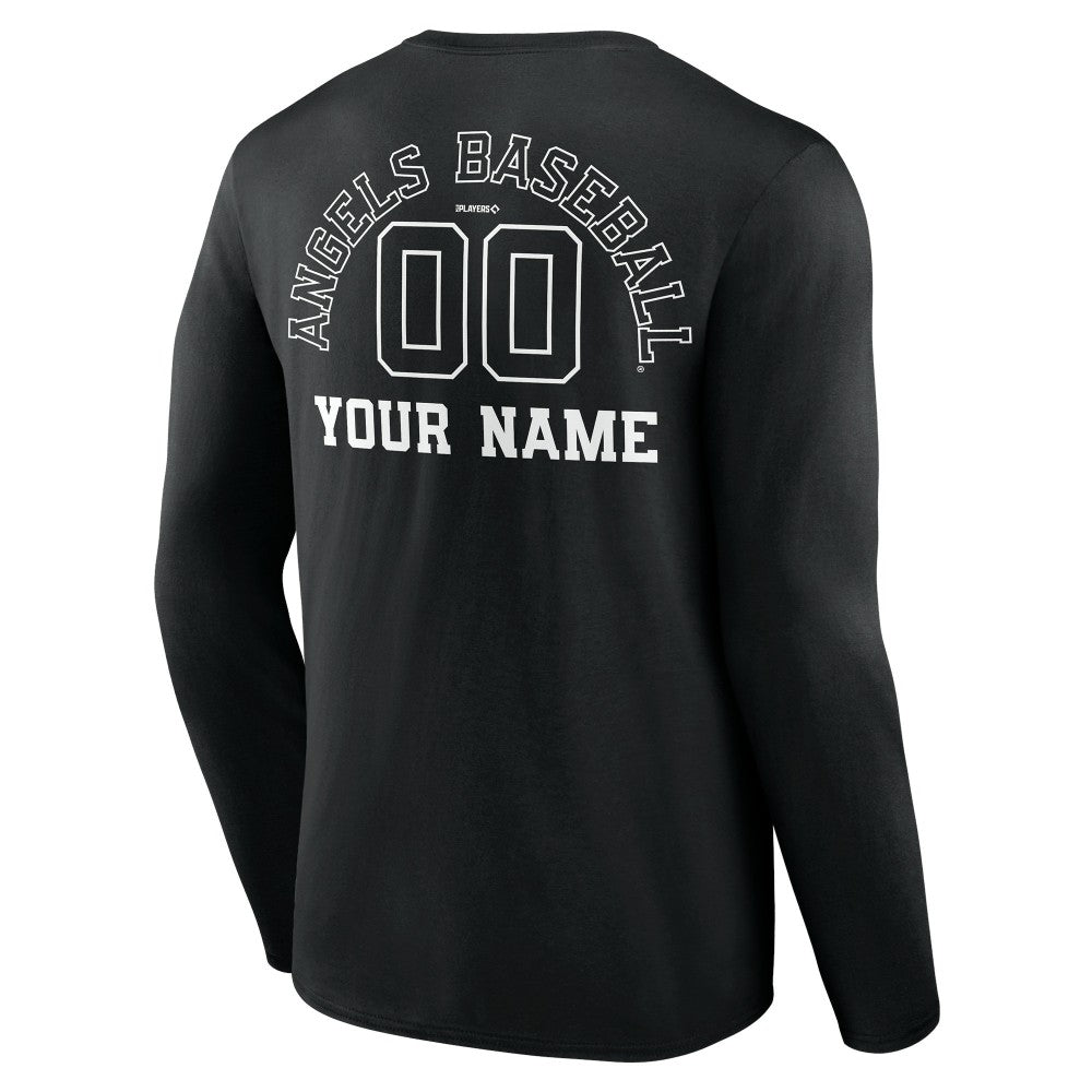 Los Angeles Angels Monochrome Personalized Name & Number Long Sleeve T-Shirt - MLB