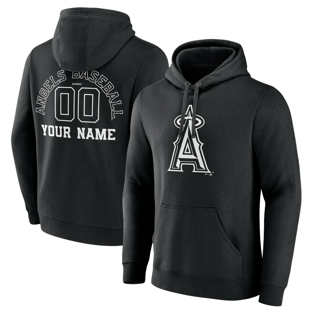 Los Angeles Angels Monochrome Personalized Name & Number Pullover Hoodie - MLB