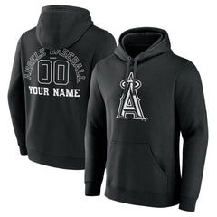Los Angeles Angels Monochrome Personalized Name & Number Pullover Hoodie - MLB