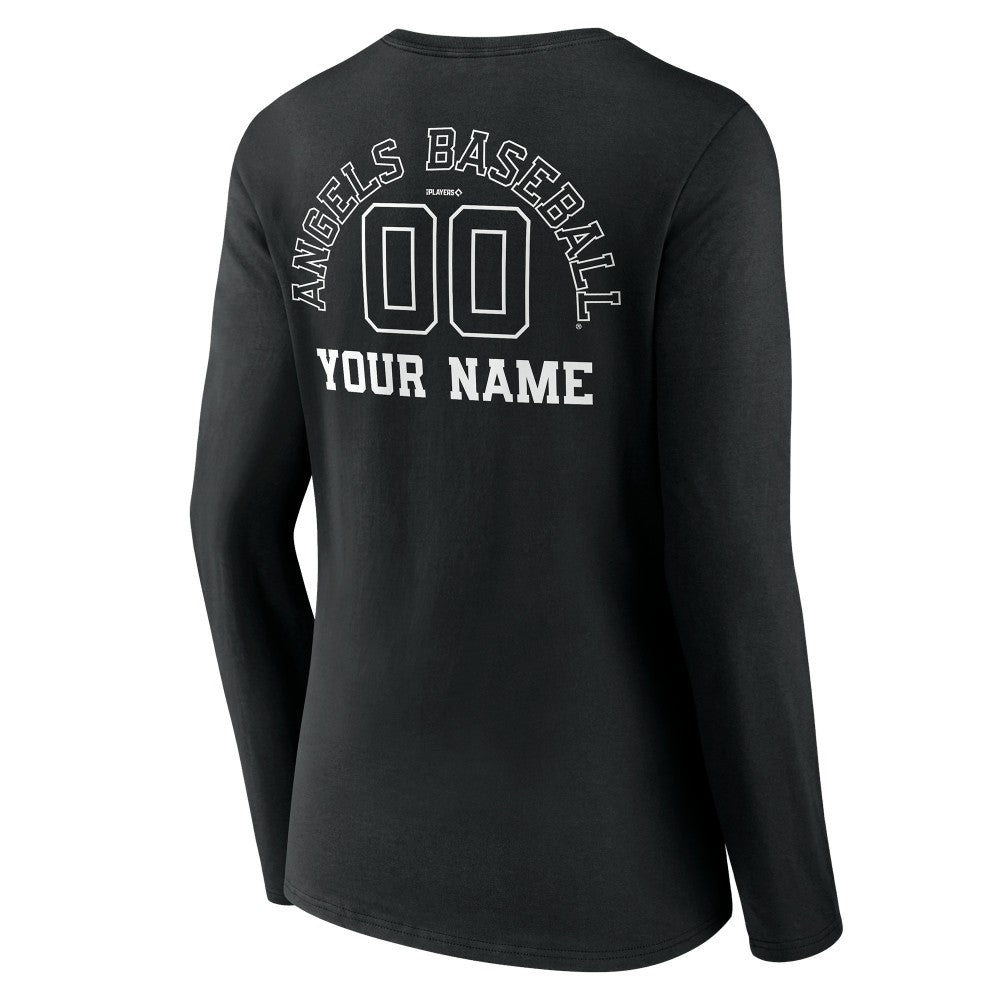 Los Angeles Angels Women's Monochrome Personalized Name & Number Long Sleeve V-Neck T-Shirt - MLB