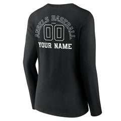 Los Angeles Angels Women's Monochrome Personalized Name & Number Long Sleeve V-Neck T-Shirt - MLB