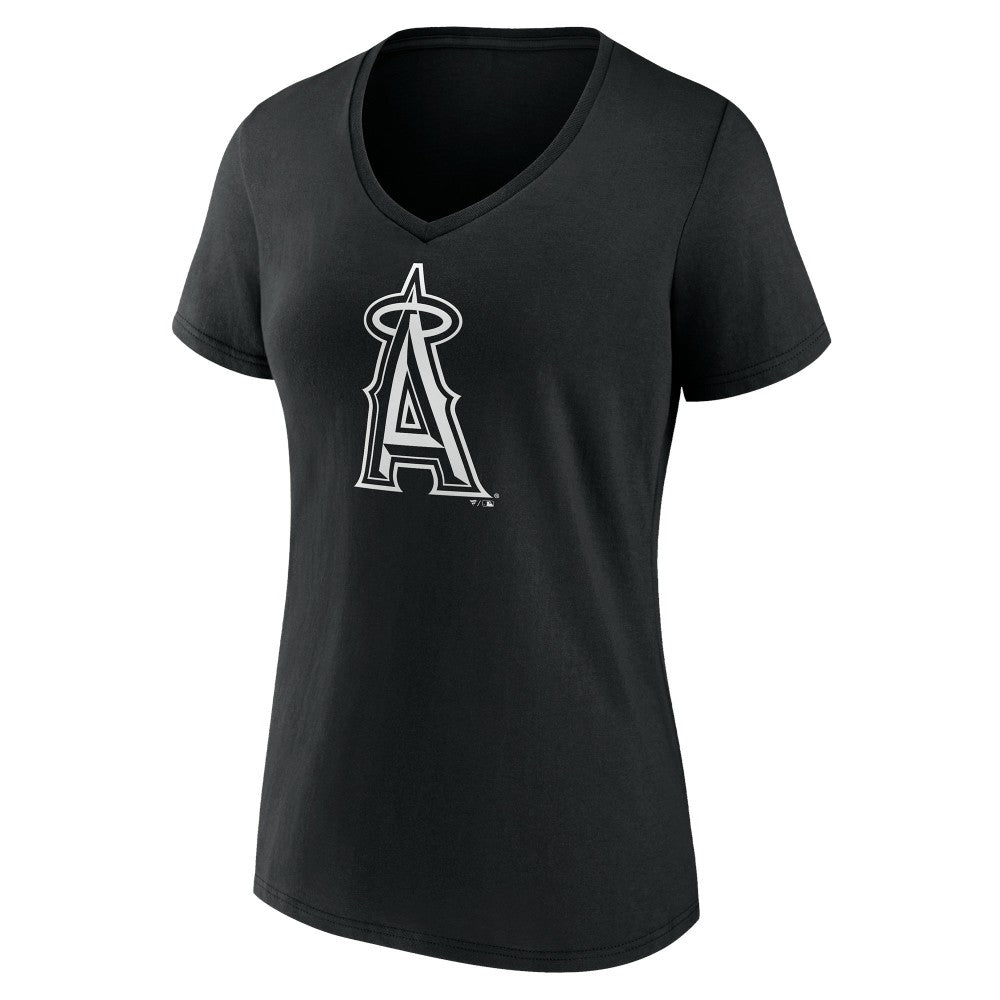 Los Angeles Angels Women's Monochrome Personalized Name & Number V-Neck T-Shirt - MLB